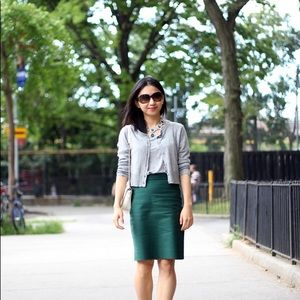Jcrew Dark Green Pencil Skirt 00